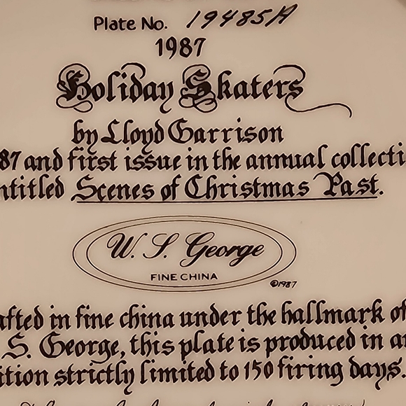 Morgantown Crystal collectible "HOLIDAY SKATERS" plate by Lloyd Garrison - Picture 2 of 3